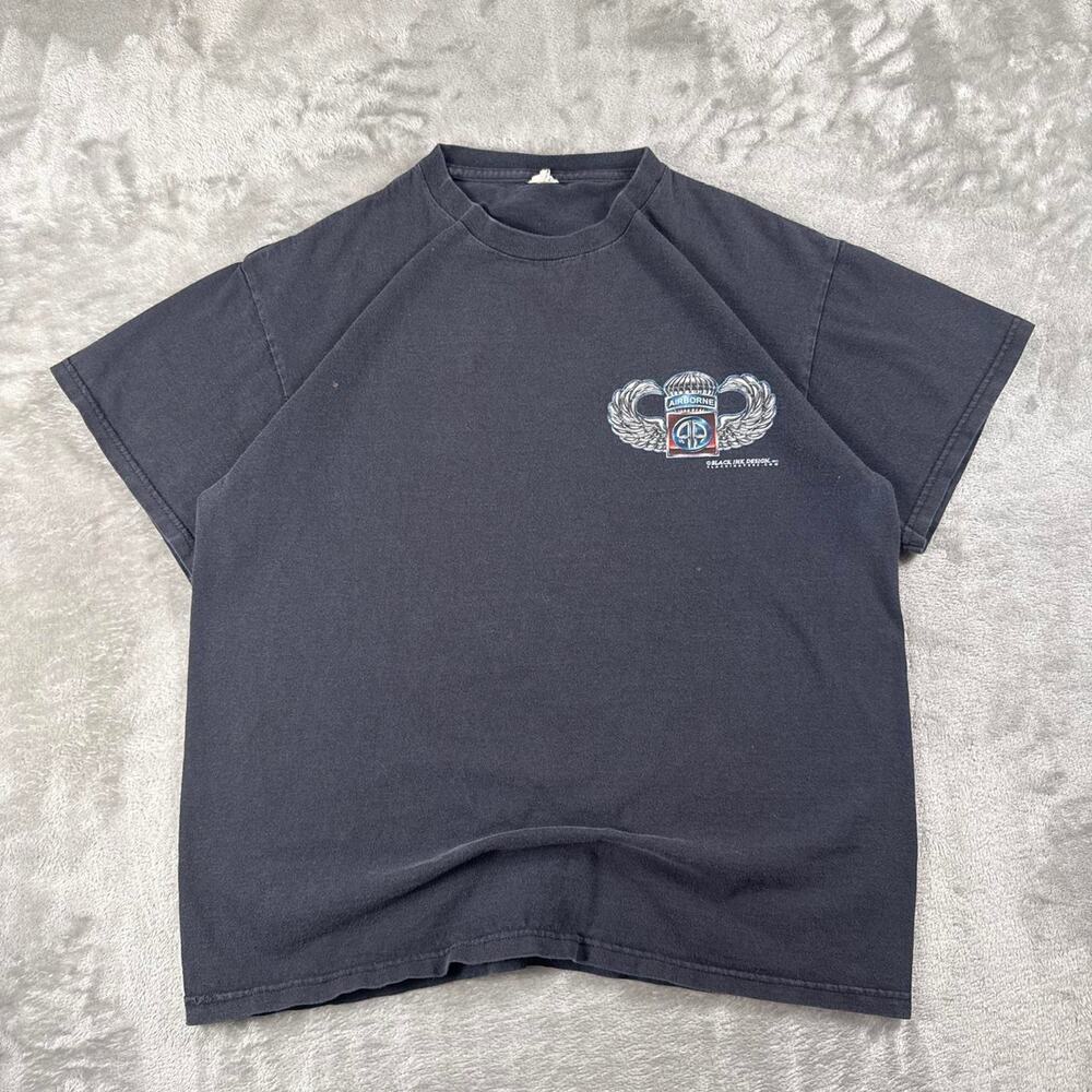 Vintage Y2K 82nd Airborne Army Shirt Mens S Black Delta Pro Weight Graphic Tee